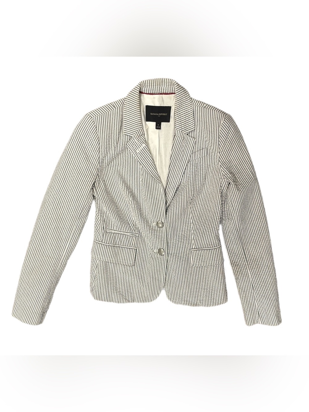 Banana Republic Factory Grey Stripe Seersucker Academy Blazer - Size 0